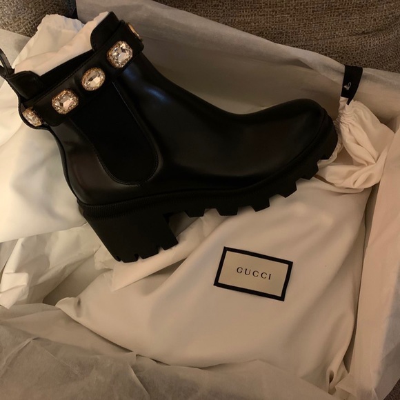 Gucci Leather Ankle Boot with Belt - Picture 1 of 8